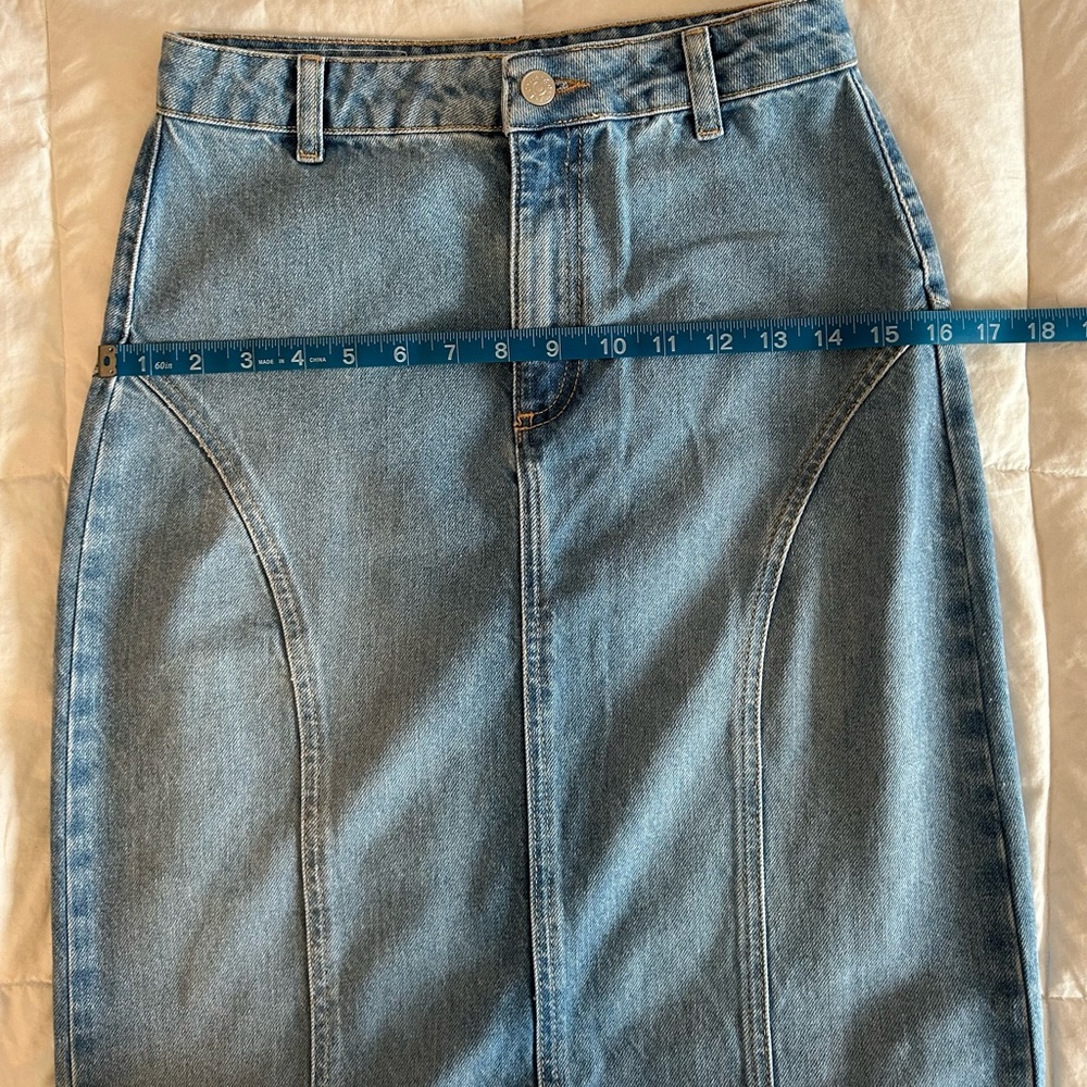 Light Blue Denim Maxi Skirt - Picture 15 of 15